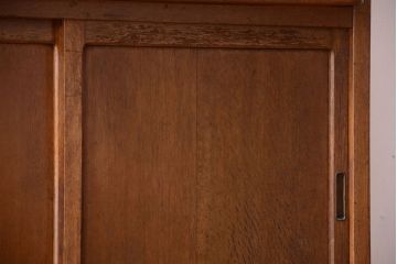 アンティーク家具　和製アンティーク　ダイヤガラス入り!作業台付き上品な古いカップボード(食器棚)