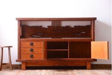 民芸家具　高級品!屋久杉材のサイドボード(飾り棚)(定価約30万円)
