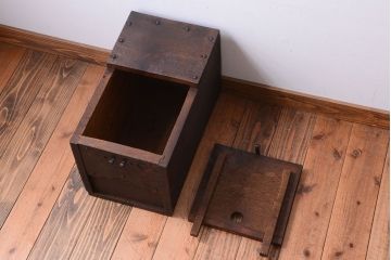 アンティーク雑貨　古民具・骨董　総栗! シンプルなアンティーク銭箱