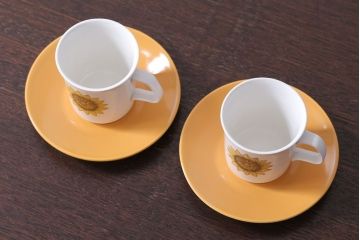 アンティーク雑貨　イギリスビンテージ　J&G　MEAKIN(ミーキン)　Palma(パルマ)シリーズ カップ&ソーサー2客セット(洋食器)