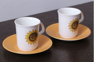 アンティーク雑貨　イギリスビンテージ　J&G　MEAKIN(ミーキン)　Palma(パルマ)シリーズ カップ&ソーサー2客セット(洋食器)