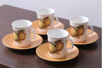 イギリスビンテージ　J&G　MEAKIN(ミーキン)　Eden(エデン)シリーズ　カップ&ソーサー4客セット(洋食器)