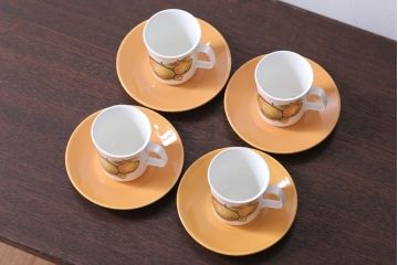 イギリスビンテージ　J&G　MEAKIN(ミーキン)　Eden(エデン)シリーズ　カップ&ソーサー4客セット(洋食器)
