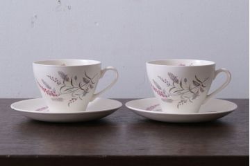 アンティーク雑貨　イギリスビンテージ　J&G　MEAKIN(ミーキン)　ROMANY(ロマニー)シリーズ カップ&ソーサー2客セット(洋食器)(1)