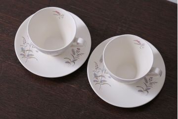アンティーク雑貨　イギリスビンテージ　J&G　MEAKIN(ミーキン)　ROMANY(ロマニー)シリーズ カップ&ソーサー2客セット(洋食器)(1)