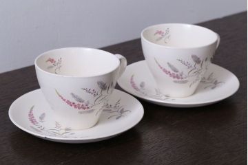 アンティーク雑貨　イギリスビンテージ　J&G　MEAKIN(ミーキン)　ROMANY(ロマニー)シリーズ カップ&ソーサー2客セット(洋食器)(1)