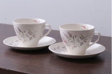 アンティーク雑貨　イギリスビンテージ　J&G　MEAKIN(ミーキン)　ROMANY(ロマニー)シリーズ カップ&ソーサー2客セット(洋食器)(2)