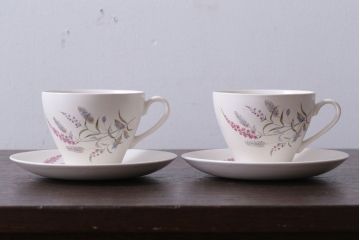 アンティーク雑貨　イギリスビンテージ　J&G　MEAKIN(ミーキン)　ROMANY(ロマニー)シリーズ カップ&ソーサー2客セット(洋食器)(2)