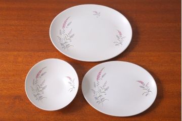イギリスビンテージ　J&G　MEAKIN(ミーキン)　ROMANY(ロマニー)シリーズ　深皿・大小オーバルプレート3点セット(洋食器)