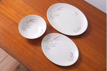 イギリスビンテージ　J&G　MEAKIN(ミーキン)　ROMANY(ロマニー)シリーズ　深皿・大小オーバルプレート3点セット(洋食器)
