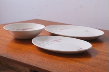 イギリスビンテージ　J&G　MEAKIN(ミーキン)　ROMANY(ロマニー)シリーズ　深皿・大小オーバルプレート3点セット(洋食器)