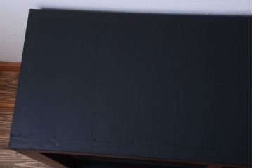 アンティーク家具　アンティーク　四尺　和モダン　艶消しブラック塗装!横桟引き戸の水屋箪笥ローボード(テレビボード)
