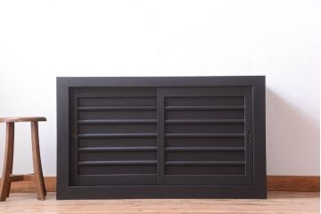 アンティーク家具　アンティーク　四尺　和モダン　艶消しブラック塗装!横桟引き戸の水屋箪笥ローボード(テレビボード)