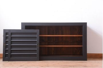 アンティーク家具　アンティーク　四尺　和モダン　艶消しブラック塗装!横桟引き戸の水屋箪笥ローボード(テレビボード)