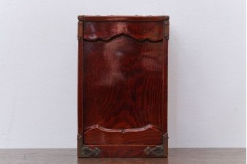 アンティーク家具　古民具・骨董　総欅材!漆塗りと銅金具が美しい高級アンティーク野弁当箱(遊山箱)