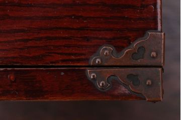 アンティーク家具　古民具・骨董　総欅材!漆塗りと銅金具が美しい高級アンティーク野弁当箱(遊山箱)