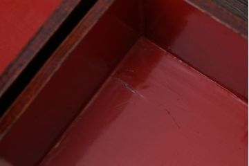 アンティーク家具　古民具・骨董　総欅材!漆塗りと銅金具が美しい高級アンティーク野弁当箱(遊山箱)