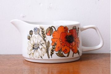 アンティーク雑貨　イギリスビンテージ　J&G　MEAKIN(ミーキン) POPPY(ポピー)シリーズ　ジャグ・ソルト&ペッパー・小皿4点セット(洋食器)