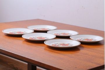 アンティーク雑貨　イギリスビンテージ　J&G　MEAKIN(ミーキン) POPPY(ポピー)シリーズ　プレート6枚セット(洋食器)