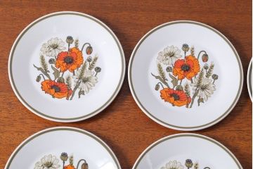 アンティーク雑貨　イギリスビンテージ　J&G　MEAKIN(ミーキン) POPPY(ポピー)シリーズ　プレート6枚セット(洋食器)