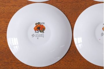 アンティーク雑貨　イギリスビンテージ　J&G　MEAKIN(ミーキン) POPPY(ポピー)シリーズ　プレート6枚セット(洋食器)