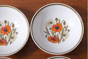 アンティーク雑貨　イギリスビンテージ　J&G　MEAKIN(ミーキン)　POPPY(ポピー)シリーズ　深皿6点セット(洋食器)