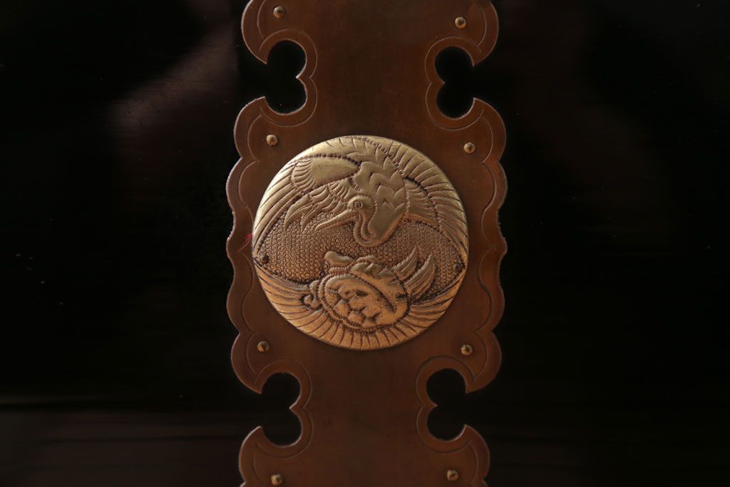 アンティーク雑貨　古民具・骨董　高級品!銅金具が上品なアンティーク挟み箱(時代箱・収納箱)