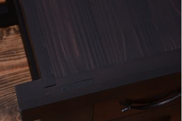 アンティーク家具　古民具・骨董　明治〜大正　横桟引き戸のアンティーク水屋箪笥ローボード(テレビ台、キャビネット、収納棚)