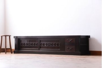 アンティーク家具　古民具・骨董　六尺　明治〜大正　アンティーク水屋箪笥ローボード(テレビボード、テレビ台、キャビネット、収納棚)