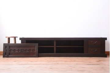 アンティーク家具　古民具・骨董　六尺　明治〜大正　アンティーク水屋箪笥ローボード(テレビボード、テレビ台、キャビネット、収納棚)