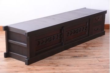 アンティーク家具　古民具・骨董　六尺　明治〜大正　アンティーク水屋箪笥ローボード(テレビボード、テレビ台、キャビネット、収納棚)