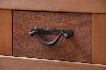 アンティーク家具　古民具・骨董　明治〜大正　木味のアンティーク脚付き水屋箪笥ローボード(テレビ台、キャビネット、収納棚)