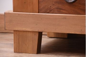 アンティーク家具　古民具・骨董　明治〜大正　木味のアンティーク脚付き水屋箪笥ローボード(テレビ台、キャビネット、収納棚)