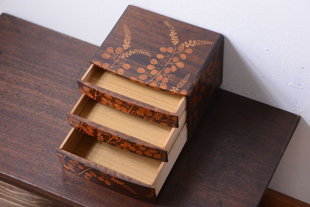 中古　民芸家具　萩の図　引き出し