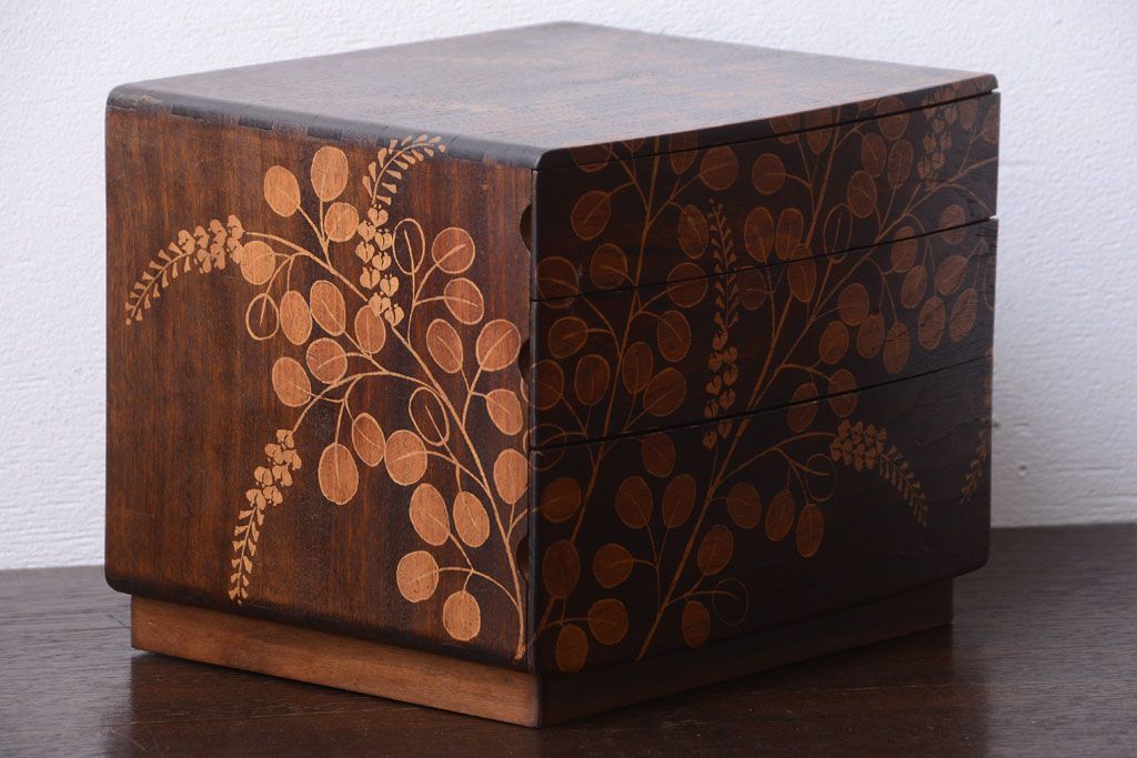 中古　民芸家具　萩の図　引き出し