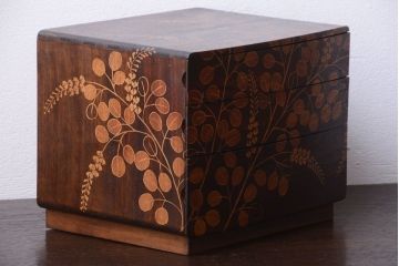中古　民芸家具　萩の図　引き出し