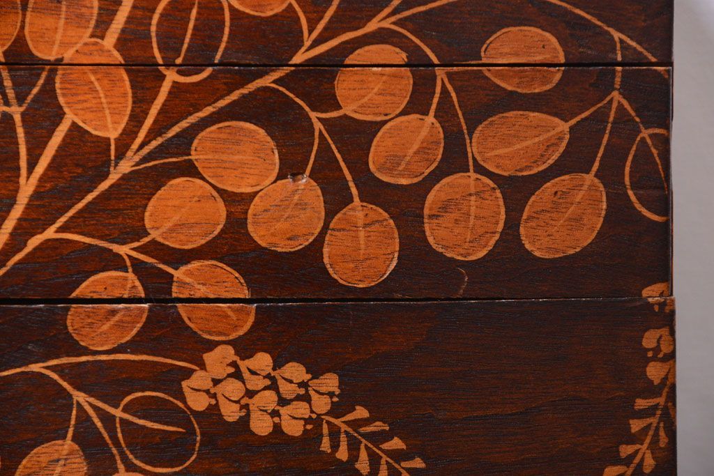 中古　民芸家具　萩の図　引き出し