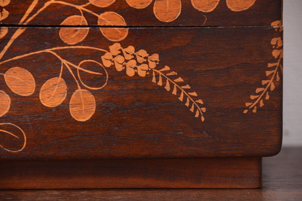 中古　民芸家具　萩の図　引き出し