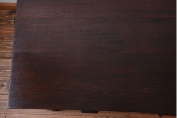 レトロ家具　和製アンティーク　モールガラス入り!古いナラ材のレトロな片袖机(勉強机・デスク)