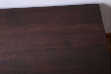 レトロ家具　和製アンティーク　モールガラス入り!古いナラ材のレトロな片袖机(勉強机・デスク)