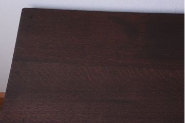 レトロ家具　和製アンティーク　モールガラス入り!古いナラ材のレトロな片袖机(勉強机・デスク)