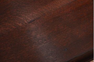 レトロ家具　和製アンティーク　モールガラス入り!古いナラ材のレトロな片袖机(勉強机・デスク)