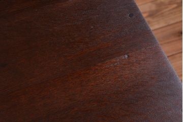 レトロ家具　和製アンティーク　モールガラス入り!古いナラ材のレトロな片袖机(勉強机・デスク)