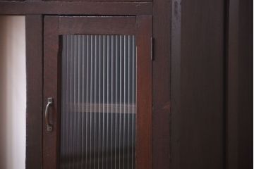 レトロ家具　和製アンティーク　モールガラス入り!古いナラ材のレトロな片袖机(勉強机・デスク)