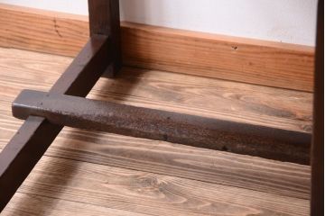 レトロ家具　和製アンティーク　モールガラス入り!古いナラ材のレトロな片袖机(勉強机・デスク)