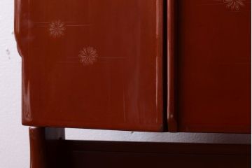 アンティーク家具　古民具・骨董　大正〜昭和期　高級品!朱漆塗が美しいアンティーク沈金鏡台