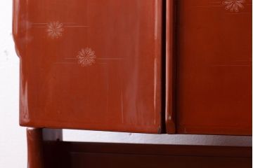 アンティーク家具　古民具・骨董　大正〜昭和期　高級品!朱漆塗が美しいアンティーク沈金鏡台