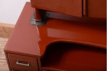アンティーク家具　古民具・骨董　大正〜昭和期　高級品!朱漆塗が美しいアンティーク沈金鏡台