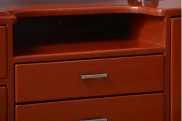 アンティーク家具　古民具・骨董　大正〜昭和期　高級品!朱漆塗が美しいアンティーク沈金鏡台