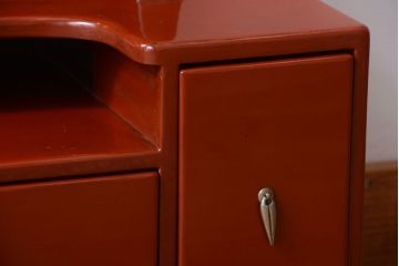 アンティーク家具　古民具・骨董　大正〜昭和期　高級品!朱漆塗が美しいアンティーク沈金鏡台